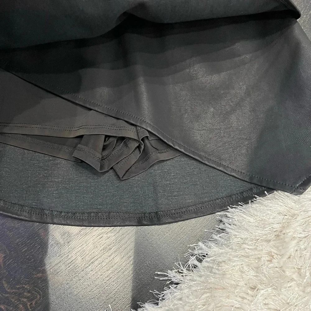 Olivaceous Faux Leather Skort